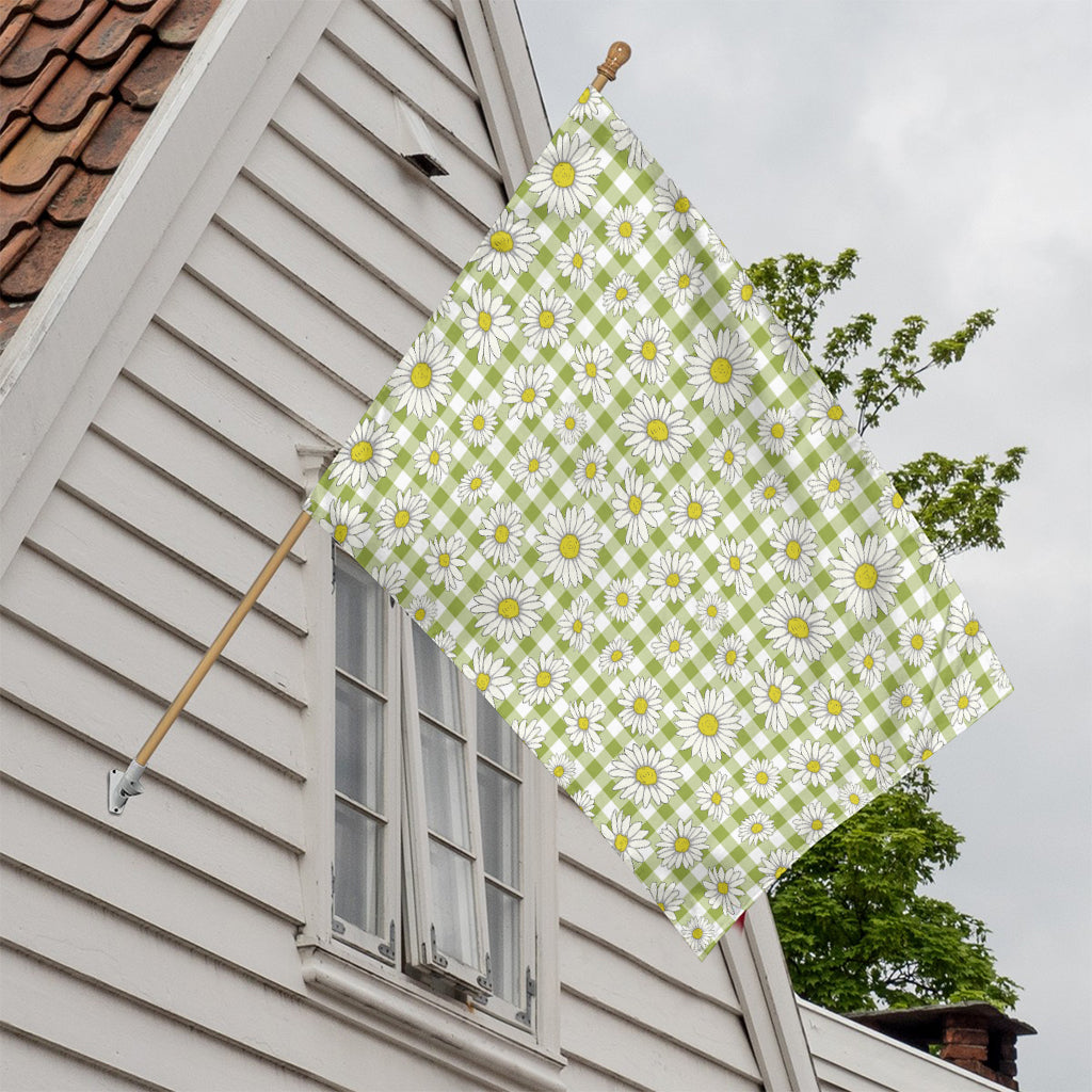 Green Tartan Daisy Pattern Print House Flag