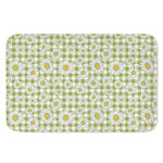 Green Tartan Daisy Pattern Print Indoor Door Mat