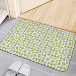 Green Tartan Daisy Pattern Print Indoor Door Mat