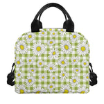 Green Tartan Daisy Pattern Print Insulated Lunch Bag