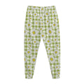 Green Tartan Daisy Pattern Print Jogger Pants
