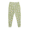 Green Tartan Daisy Pattern Print Jogger Pants