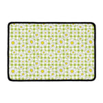 Green Tartan Daisy Pattern Print Kitchen Mat