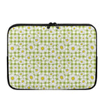 Green Tartan Daisy Pattern Print Laptop Sleeve