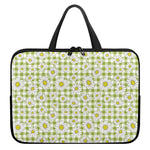 Green Tartan Daisy Pattern Print Laptop Sleeve With Handle