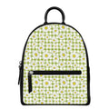Green Tartan Daisy Pattern Print Leather Backpack
