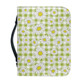 Green Tartan Daisy Pattern Print Leather Bible Cover
