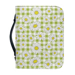 Green Tartan Daisy Pattern Print Leather Bible Cover