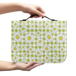 Green Tartan Daisy Pattern Print Leather Bible Cover