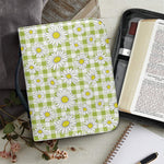Green Tartan Daisy Pattern Print Leather Bible Cover