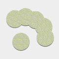 Green Tartan Daisy Pattern Print Leather Coaster Set