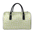 Green Tartan Daisy Pattern Print Leather Duffel Bag