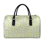 Green Tartan Daisy Pattern Print Leather Duffle Bag