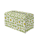 Green Tartan Daisy Pattern Print Leather Tissue Box Cover