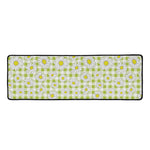 Green Tartan Daisy Pattern Print Long Kitchen Mat