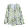 Green Tartan Daisy Pattern Print Long Sleeve Short Coat