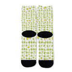 Green Tartan Daisy Pattern Print Long Socks