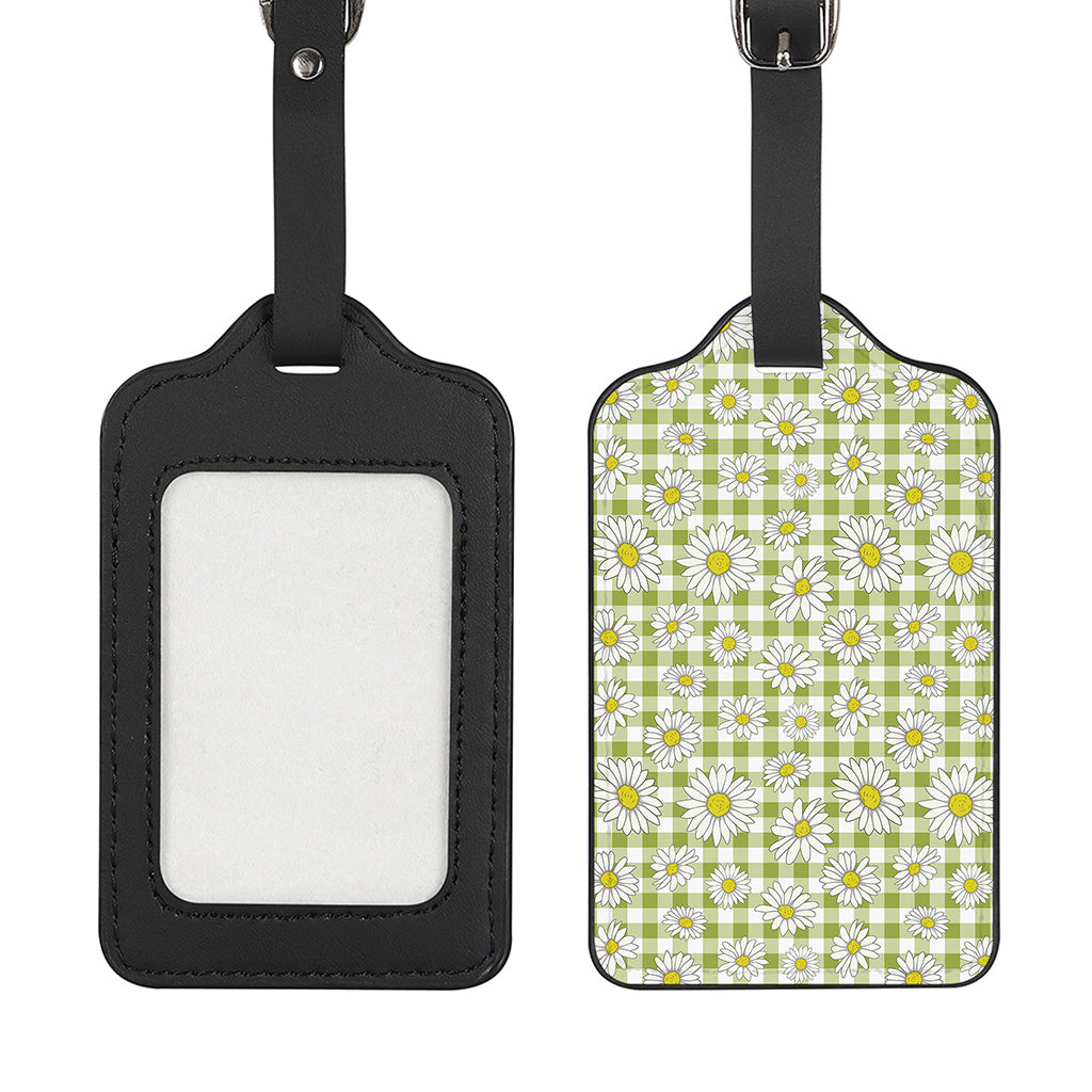 Green Tartan Daisy Pattern Print Luggage Tag