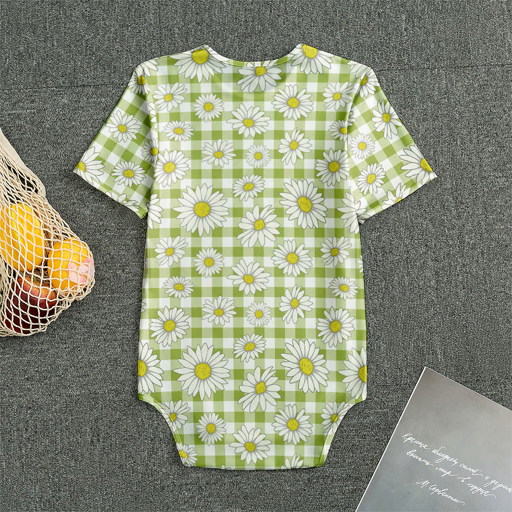Green Tartan Daisy Pattern Print Men's Bodysuit