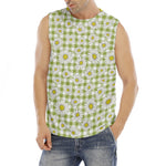 Green Tartan Daisy Pattern Print Men's Fitness Tank Top