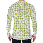 Green Tartan Daisy Pattern Print Men's Long Sleeve T-Shirt