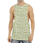 Green Tartan Daisy Pattern Print Men's Muscle Tank Top