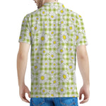 Green Tartan Daisy Pattern Print Men's Polo Shirt
