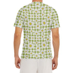 Green Tartan Daisy Pattern Print Men's Short Sleeve Rash Guard