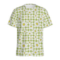 Green Tartan Daisy Pattern Print Men's Athletic T-Shirt
