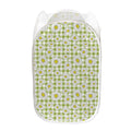 Green Tartan Daisy Pattern Print Mesh Laundry Hamper