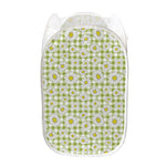 Green Tartan Daisy Pattern Print Mesh Laundry Hamper