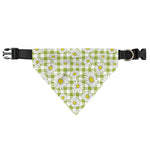 Green Tartan Daisy Pattern Print Over The Collar Dog Bandana