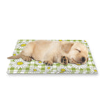Green Tartan Daisy Pattern Print Pet Cooling Mat Cover