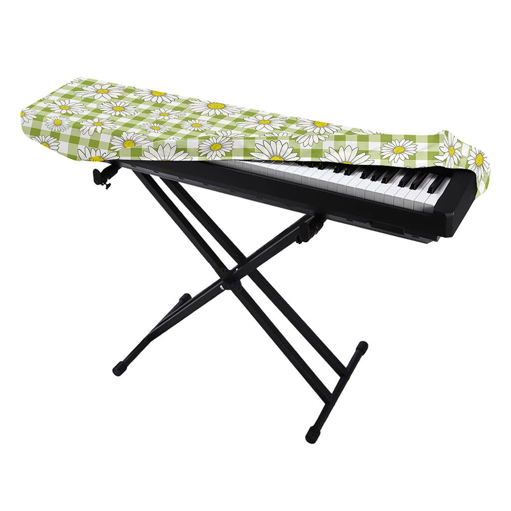Green Tartan Daisy Pattern Print Piano Keyboard Cover