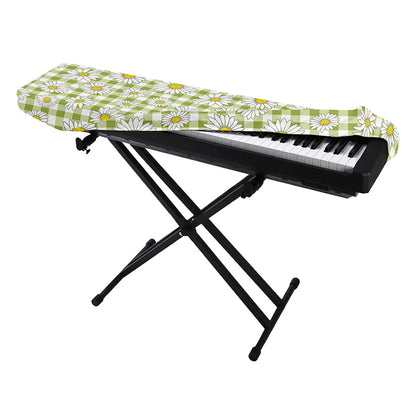 Green Tartan Daisy Pattern Print Piano Keyboard Cover