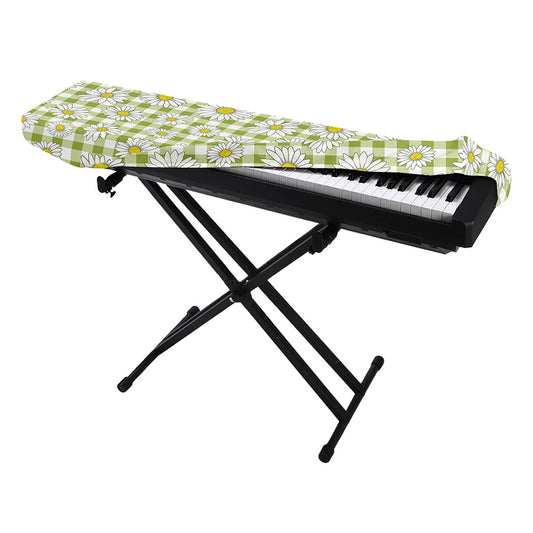Green Tartan Daisy Pattern Print Piano Keyboard Cover