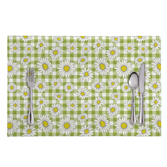 Green Tartan Daisy Pattern Print Placemat