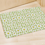 Green Tartan Daisy Pattern Print Polyester Doormat