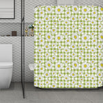 Green Tartan Daisy Pattern Print Polyester Shower Curtain