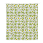 Green Tartan Daisy Pattern Print Polyester Shower Curtain