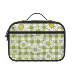Green Tartan Daisy Pattern Print Portable Lunch Bag