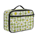 Green Tartan Daisy Pattern Print Portable Lunch Bag