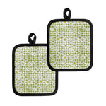 Green Tartan Daisy Pattern Print Pot Holders
