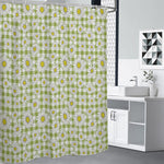 Green Tartan Daisy Pattern Print Premium Shower Curtain