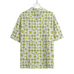 Green Tartan Daisy Pattern Print Rayon Hawaiian Shirt