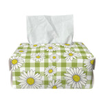 Green Tartan Daisy Pattern Print Rectangle Tissue Box Cover
