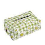 Green Tartan Daisy Pattern Print Rectangle Tissue Box Cover