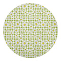 Green Tartan Daisy Pattern Print Round Blanket