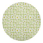 Green Tartan Daisy Pattern Print Round Blanket