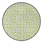 Green Tartan Daisy Pattern Print Round Floor Mat